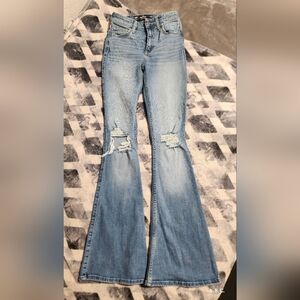 Hollister Distressed Light Blue Flare Jeans little girl